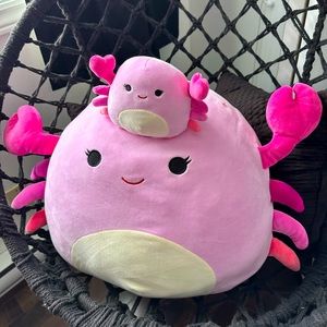 Squishmallows bundle of pink crab 16" + 5" NWT